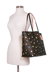 Coach C7274 City Tote In Signature Canvas With Vintage Mini Rose Print Brown Black Multi