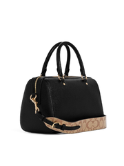 Coach C8287 Rowan Satchel With Signature Canvas Detail Black Khaki