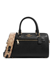 Coach C8287 Rowan Satchel With Signature Canvas Detail Black Khaki