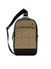 Coach C8356 Graham Pack In Colorblock Signature Canvas Khaki Terracotta Multi