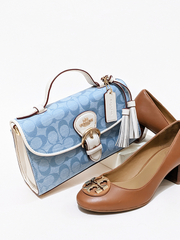 Coach C8513 Kleo Top Handle In Signature Chambray Light Denim/Chalk