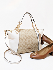 Coach C8531 Kacey Chain Satchel In Signature Canvas Light Khaki Chalk
