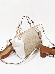 Coach C8531 Kacey Chain Satchel In Signature Canvas Light Khaki Chalk