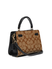 Coach C8688 Mini Lane Top Handle In Blocked Signature Canvas Gold/Khaki Brown Multi