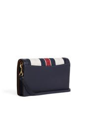 Coach Anna Foldover Clutch Crossbody In Signature Jacquard With Stripes Gold/Chalk Multi