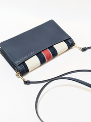 Coach Anna Foldover Clutch Crossbody In Signature Jacquard With Stripes Gold/Chalk Multi