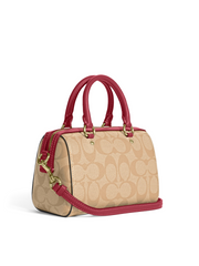 Coach Mini Rowan Crossbody In Signature Canvas Light Khaki Rouge