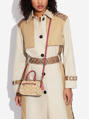 Coach Mini Rowan Crossbody In Signature Canvas Light Khaki Rouge