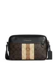 Coach C9965 Graham Crossbody In Blocked Signature Canvas With Varsity Stripe Mahogany Multi