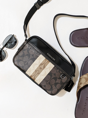 Coach C9965 Graham Crossbody In Blocked Signature Canvas With Varsity Stripe Mahogany Multi