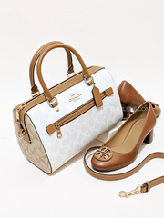 Coach Rowan Satchel In Blocked Signature Canvas Glacier White Multi