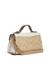 Coach CA427 Kleo Top Handle In Blocked Signature Canvas Light Khaki Chalk Multi