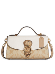 Coach CA427 Kleo Top Handle In Blocked Signature Canvas Light Khaki Chalk Multi
