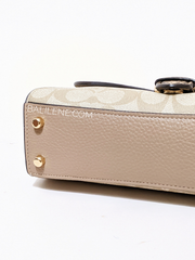 Coach CA427 Kleo Top Handle In Blocked Signature Canvas Light Khaki Chalk Multi