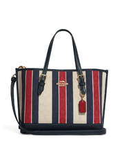 Coach CB570 Mollie Tote 25 In Signature Jacquard With Stripes Gold/Chalk Multi