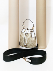 Coach Dempsey Drawstring Bucket Bag 15 In Signature Canvas Gold/Light Khaki Chalk