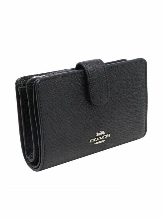 Coach F11484 Medium Corner Crossgrain Leather Black