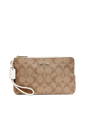 Coach F16109 Large Wristlet Double Zip Khaki Chalk