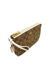Coach F16109 Large Wristlet Double Zip Khaki Chalk