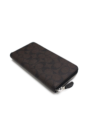 Coach F22712 Accordion Zip Wallet In Colorblock Signature Canvas Brown Black/Platinum