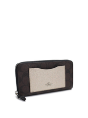 Coach F22712 Accordion Zip Wallet In Colorblock Signature Canvas Brown Black/Platinum