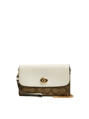 Coach F24280 Signature Pvc Chain Crossbody Khaki Chalk