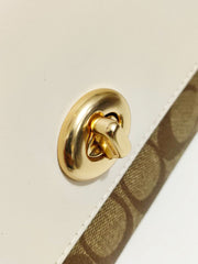 Coach F24280 Signature Pvc Chain Crossbody Khaki Chalk