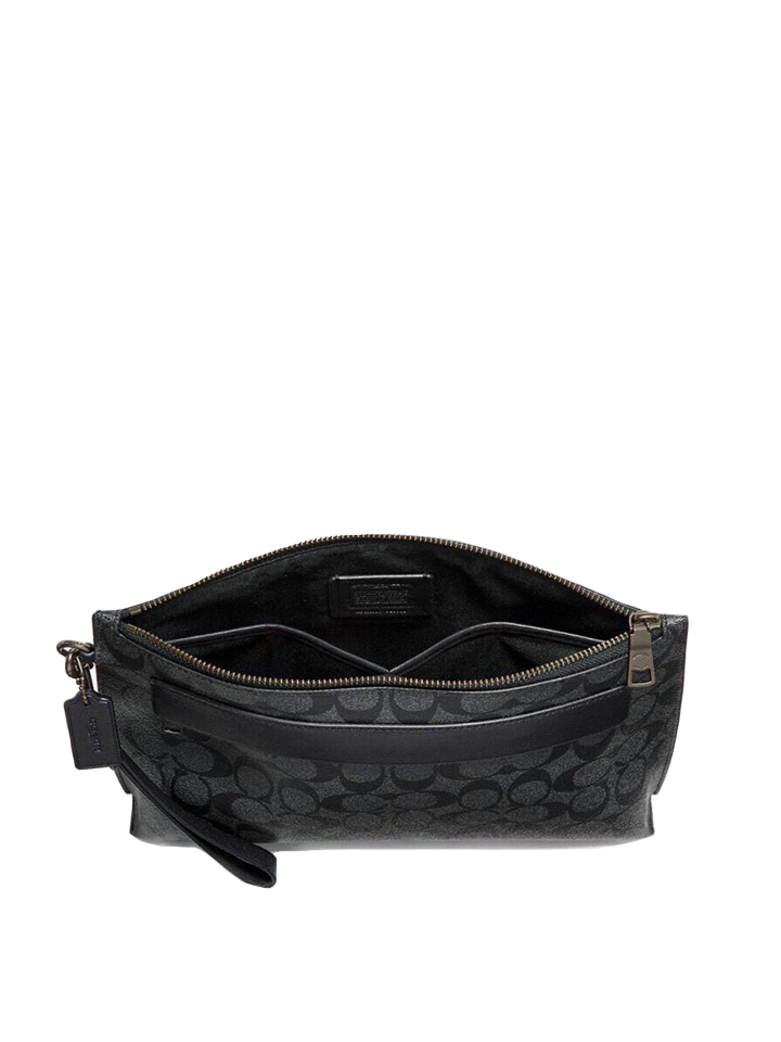 Coach F29508 Carryall Pouch In Signature Canvas Charcoal Black