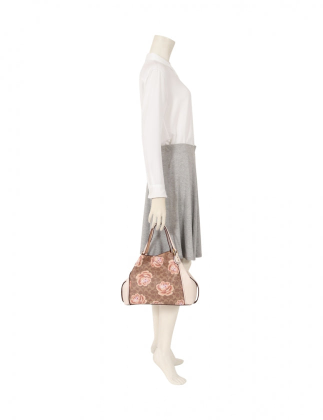 Coach-F32314-Edie-Shoulder-Bag-28-In-Signature-Rose-Print-Brass-Tan-Chalk-Balilene-on-model
