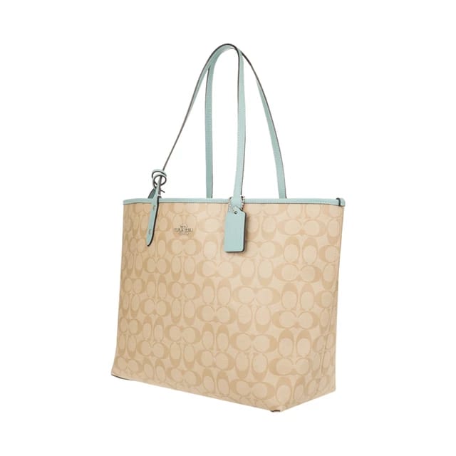 Coach-F36658-Reversible-Signature-Light-Khaki-Seafoam-balilene-depan