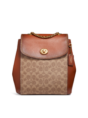 Coach Parker Convertible Backpack In Signature Canvas Tan Rust