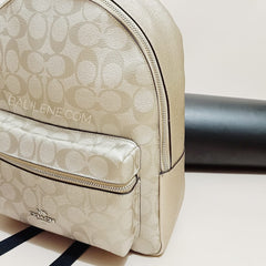 Coach F39510 Charlie Backpack Signature Platinum