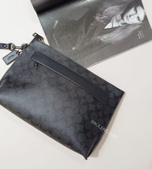 Coach F39763 Carryal Pouch In Signature Canvas Black Oxblood