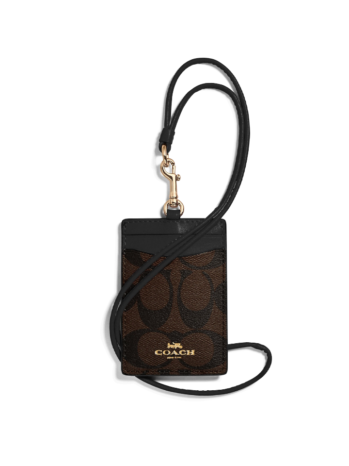 Coach-F63274-Id-Lanyard-In-Signature-Canvas-Brown-Black-Balilene-depan