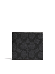 Coach-F66551-Id-Billfold-Wallet-In-Signature-Canvas-Charcoal-Black-Balilene-depan