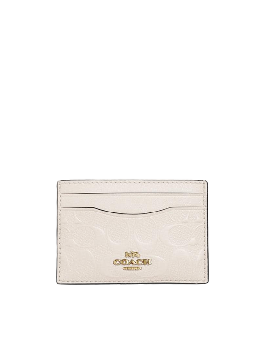Coach F73601 Card Case In Signature Leather Chalk