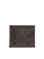 Coach Compact Id Wallet In Signature Canvas Mahogany Black