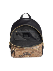 Coach F76667 Chelsea Charlie Backpack Signature Canvas Khaki Black Multi