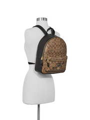 Coach F76667 Chelsea Charlie Backpack Signature Canvas Khaki Black Multi