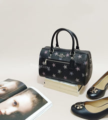 Coach F84722 Rowan Satchel With Dot Star Print Black Multi