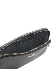 Coach Double Zip Wallet In Polished Pebble Leather Black