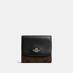 Coach F87589  Signature Pvc Small Wallet Brown Black