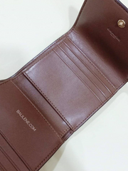 Coach F87589 Small Trifold Wallet Snap Leather Khaki Saddle