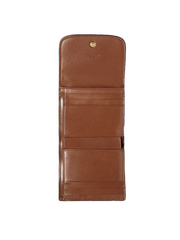 Coach F87589 Small Trifold Wallet Snap Leather Khaki Saddle