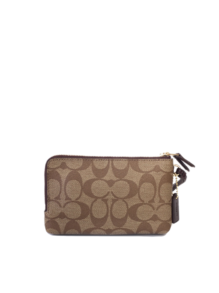 Coach-F87591-Signature-Double-Zip-Small-Wrislet-Khaki-Oxblood-Balilene-belakang