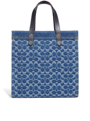 Coach Field Tote In Signature Denim Midnight Navy