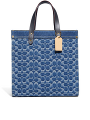Coach Field Tote In Signature Denim Midnight Navy