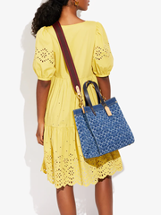 Coach Field Tote In Signature Denim Midnight Navy