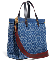 Coach Field Tote In Signature Denim Midnight Navy
