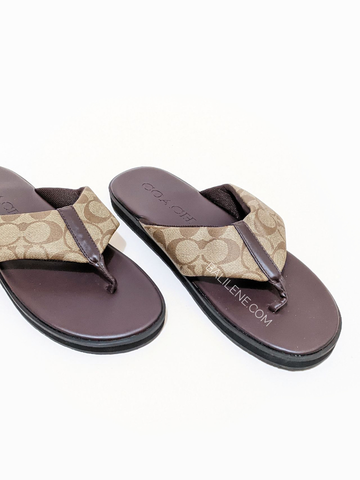 Coach G4921 Flip Flop In Signature Canvas Khaki Multi Balilene